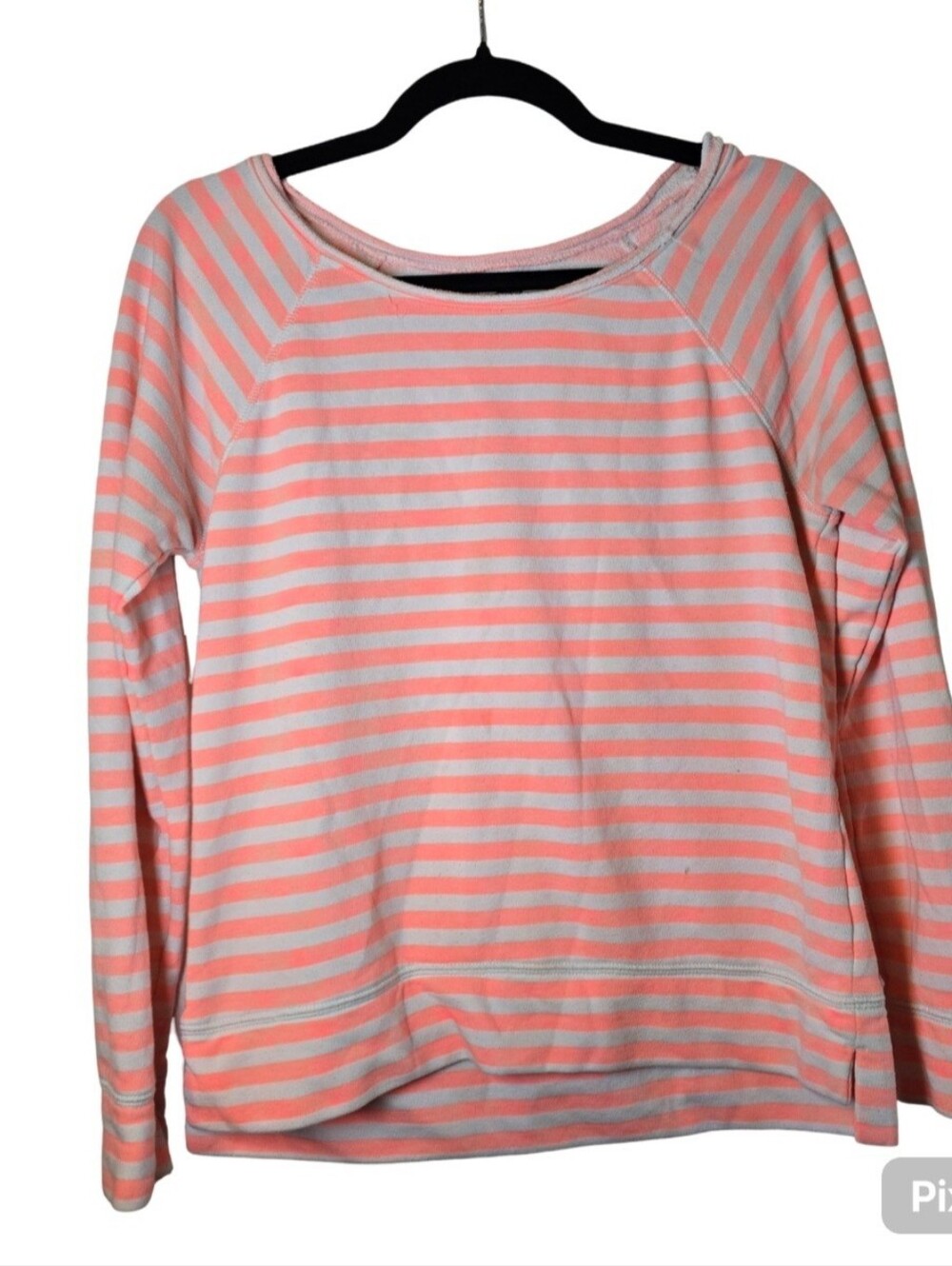 Over Sized Striped Coral and Cream Long Sleeve Top